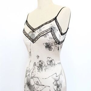 Blumarine FW98 Satin Floral & Lace Slip Dress